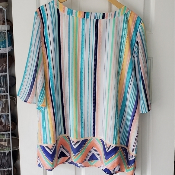 Chico's Chevron Striped Popover Top size 3 (16) - Picture 4 of 7